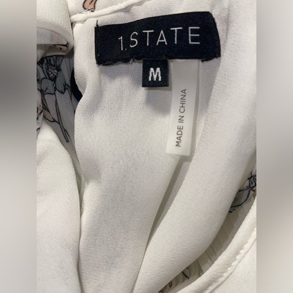 1.STATE FLORAL-PRINT PLEATED HALTER TOP SLEEVELESS COLLARLESS CREAM COLOR SIZE M - Picture 12 of 14